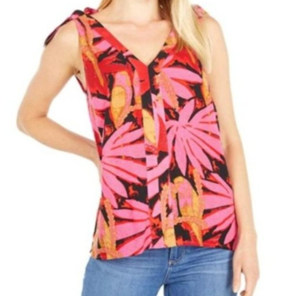 J. Crew Bruna Tie Shoulder Top in Antigua Leaves